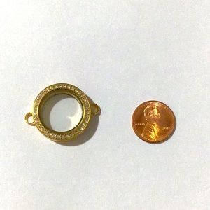 Medium gold link locket w/ crystals around face